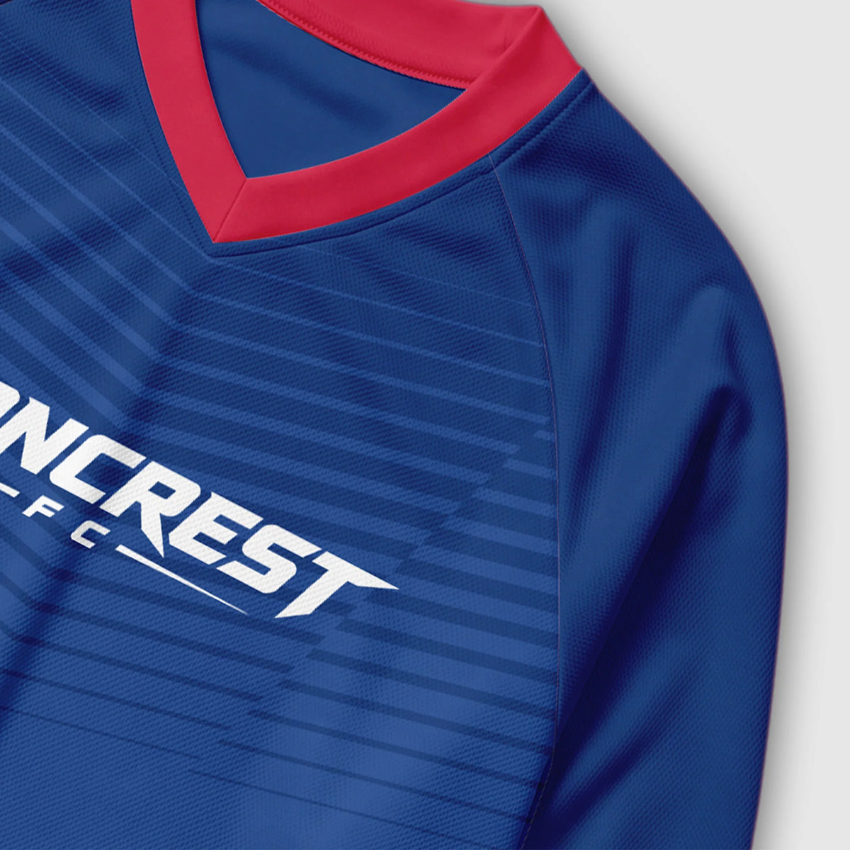 Sublimated Long Sleeve Raglan Soccer Jersey — close-up