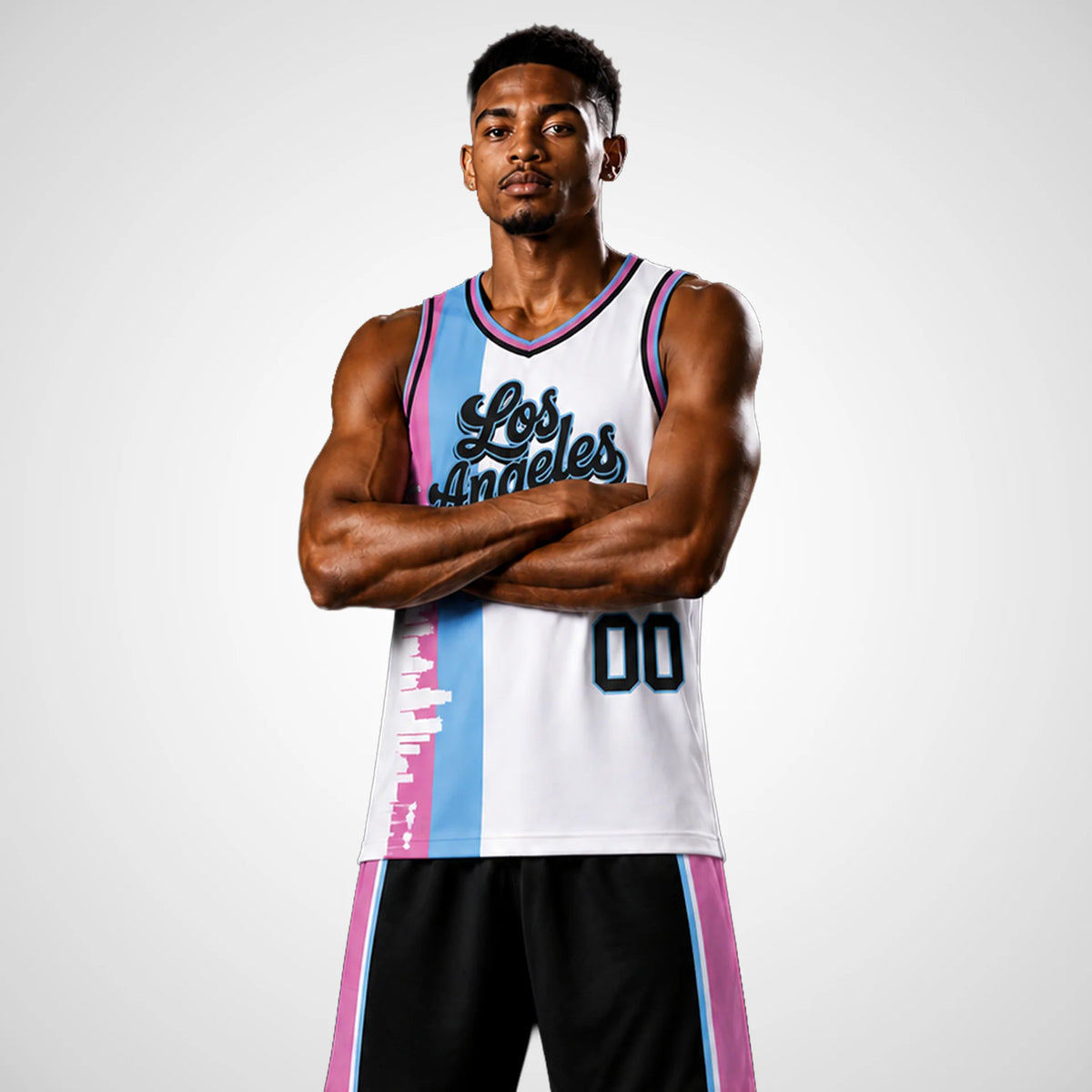 Reversible Round Neck Basketball Jersey — on model