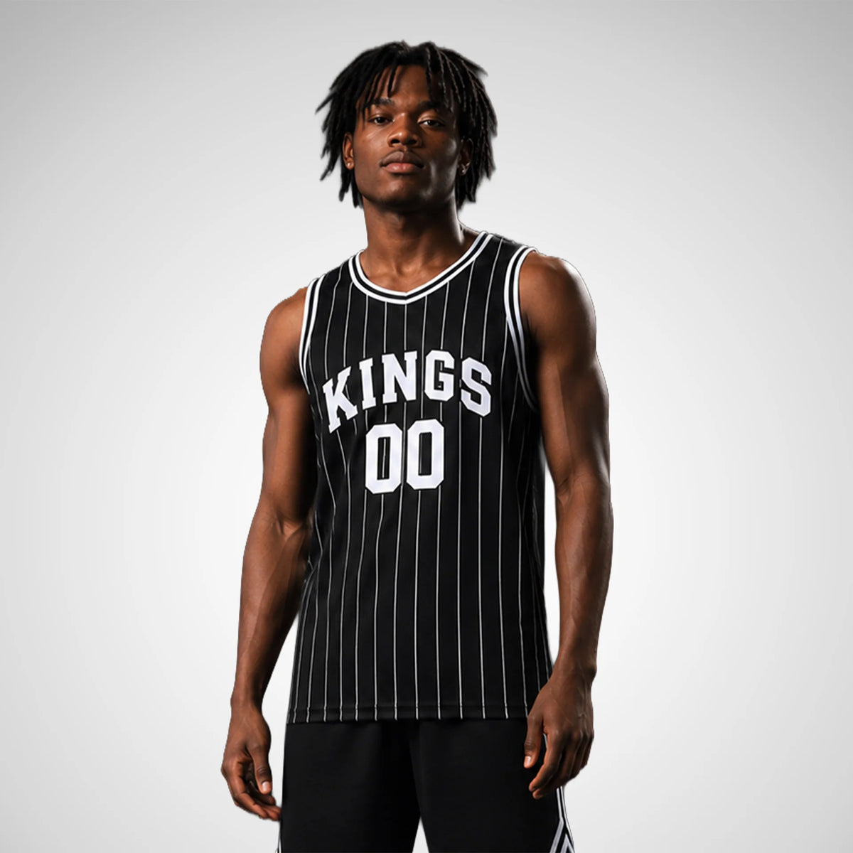 Round Neck Basketball Jersey — on model
