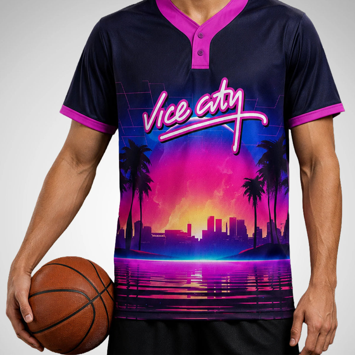 Sublimated Baseball Jersey (2-Button) — on model