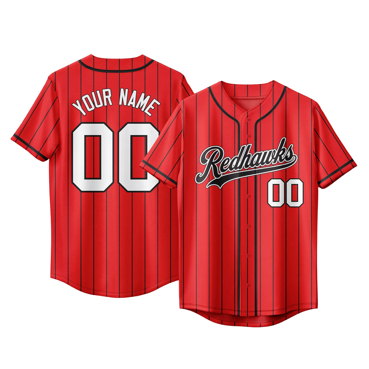 Sublimated Baseball Jersey (Full-Button) — front and back view