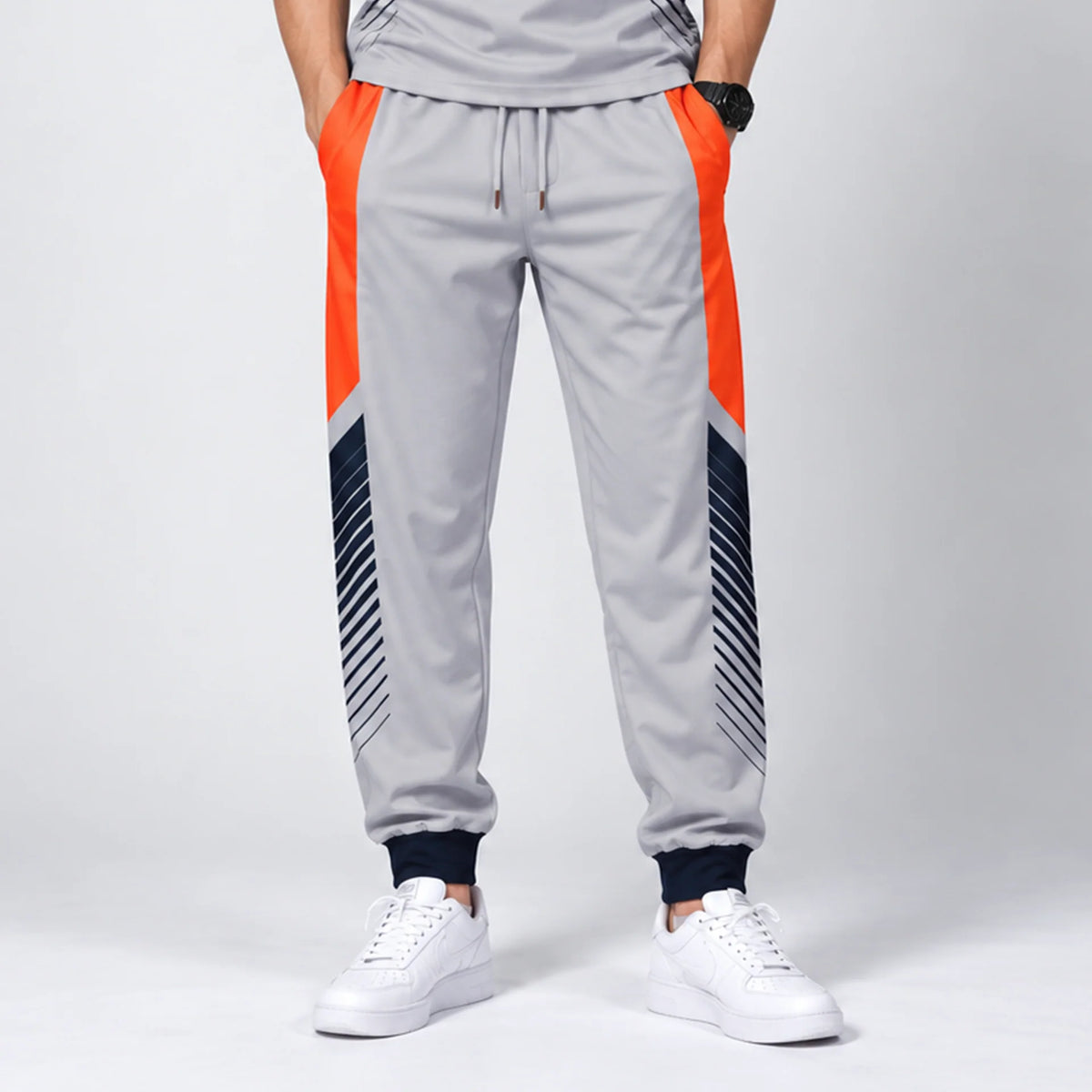 Sublimated Cuffed Jogger Sweatpants — on model