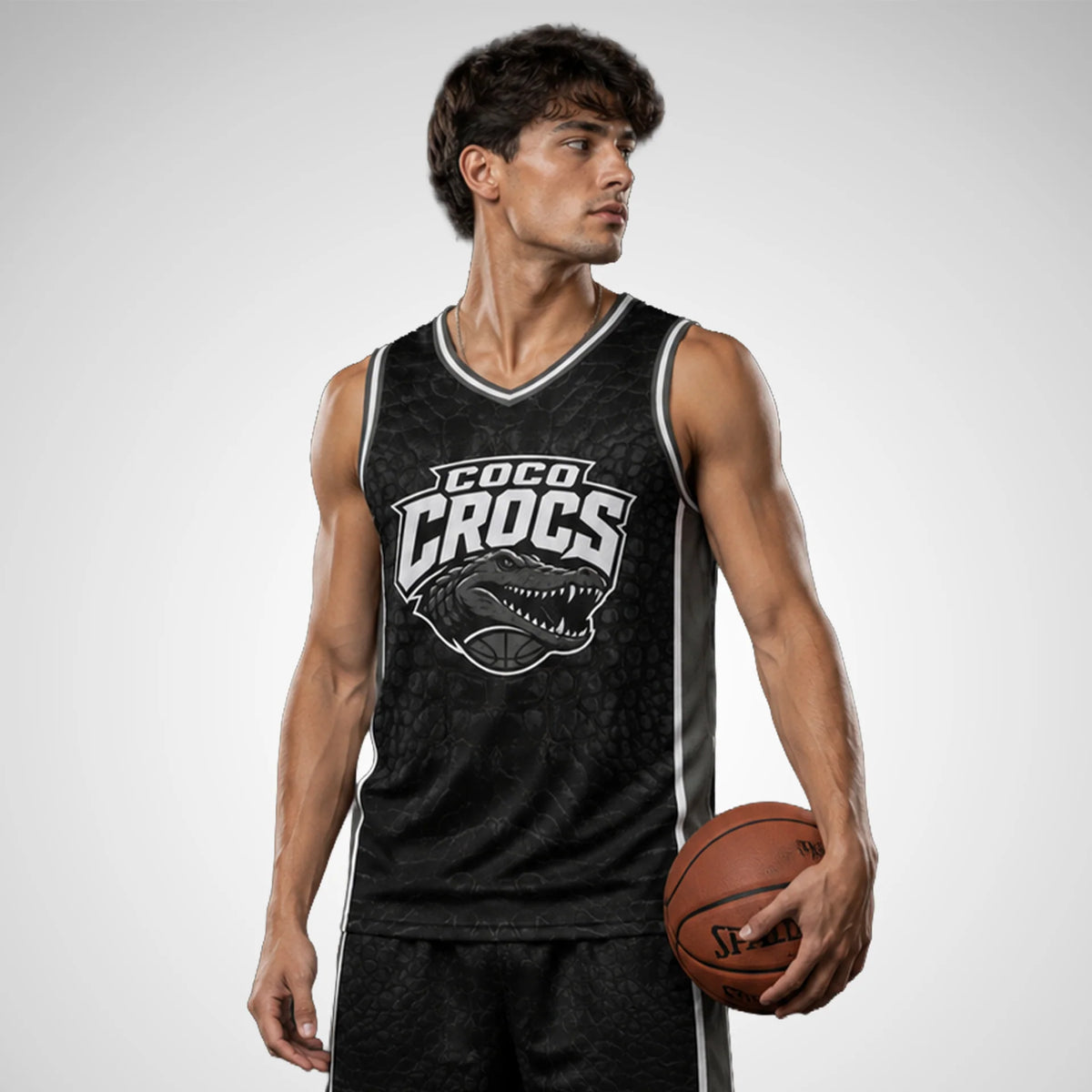 V-Neck Basketball Jersey — on model
